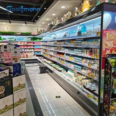 China Armário de exposição mais frio da cortina de ar do vegetal de fruto do supermercado da mostra aberta do diodo emissor de luz à venda