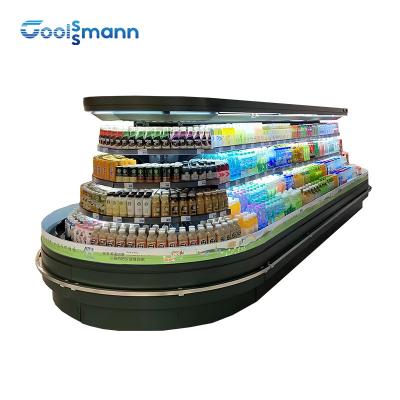 China Refrigerated Food Display Cooler Circular Roundabout Semi High Wind Curtain Case for sale