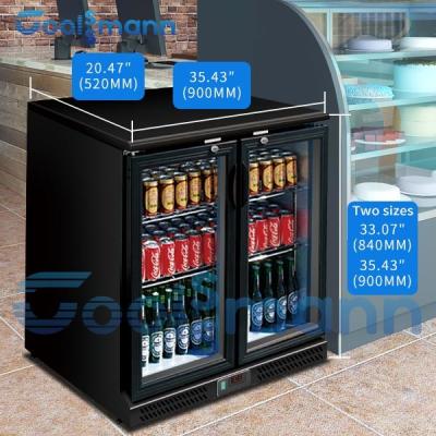 China Small Drinks Backbar Cooler Fridge Sliding Door With Roll Bond Evaporator for sale