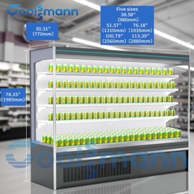 China Gemüseeinkommen-Kühlschrank, 4 1.98m Schichten Höhen-LED offener Front Chiller zu verkaufen