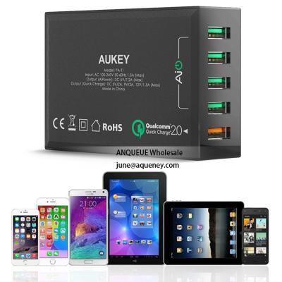 China NEW Quick Charge 3.0 AUKEY 5 Port USB Charger for Samsung Galaxy S7/S6/Edge, LG G5, iPhone, Nexus 6P & More for sale