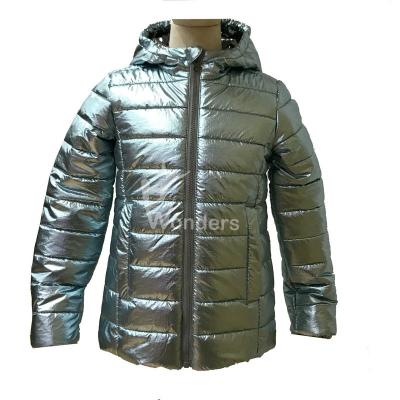 China OEM rellenado cabido metálico de plata brillante de la chaqueta con capucha del muchacho en venta