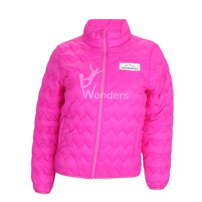 China Girls Water Resistant Zig Zag Quilted Padded Full Zip Jacket Gliding Print for sale