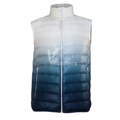 China Graduated Color Lightweight Down Puffer Vest mens Poly urethane for sale