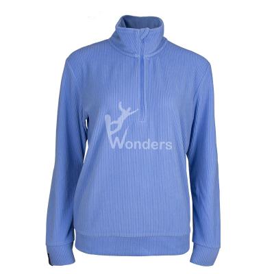China Recycled Womens Breathable Fleece Jacket 1/4 Zip Up Placket Open for sale