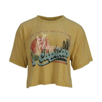 China Women's high quality crew neck classic yellow T-shirt for sale