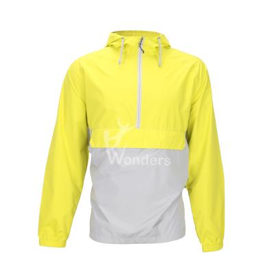 China Mens Lightweight Waterproof Jacket 1/4 Zip Packable Hooded Rain Jacket for sale