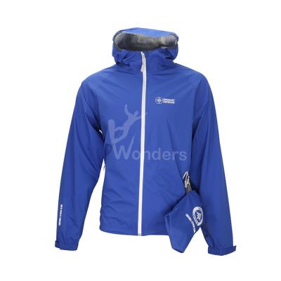 China Mens Waterproof Lightweight Rain Jacket With Packable Pocket for sale