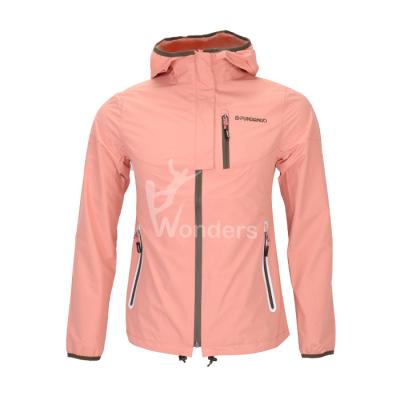China Womens Waterproof Breathable Hooded Rain Jacket With Welded Pocket Customized for sale