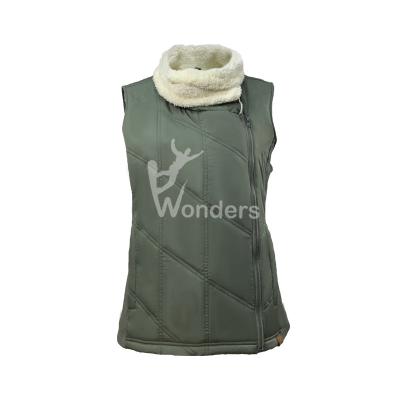 China Womens Olive Lightweight Puffer Vest Ladies 100% Polyester for sale