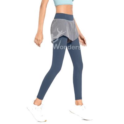 China Women' s High Waist Sport Leggings Fake Two Piece Yoga Pants With Pocket for sale