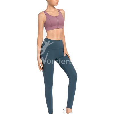 China Mulheres altas das caneleiras do esporte da cintura do sutiã de Front Zipper Closure Yoga Sportswear à venda