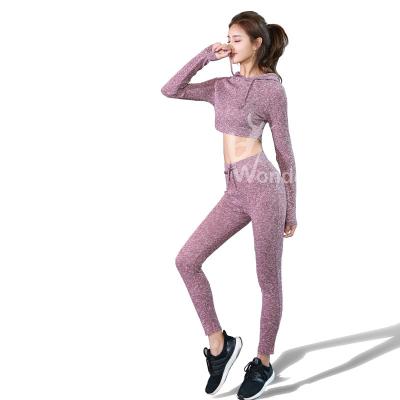 China Breathable Knitted Yoga Pants Leggings Outfits For Sports Long Sleeve for sale
