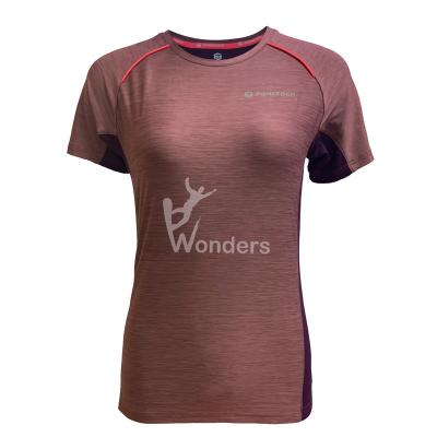 China Der Sport-T-Shirts Gemisch-Kontrast-Farbe der Frauen schnelle trockene laufende Breathable zu verkaufen