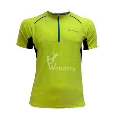 China Das camisetas curtos da luva dos homens de Gym seco rápido do fecho de correr da mosca 1/4 consecutivamente à venda