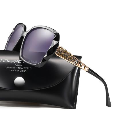 China Women Big Square Oversized Sunglasses BSCI Custom Polarized Sunglasses Sparkling Composite Shiny Frame for sale