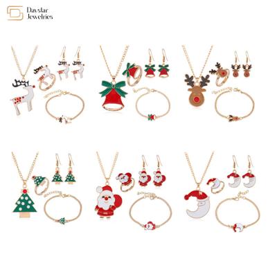 China Holiday Gifts Christmas Jewelry Set For Womens Earrings Rings Bracelets Necklace for sale