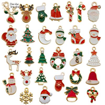 China Gold Plated Enamel Christmas Charms For Jewelry Making Earrings Necklace Bracelet for sale