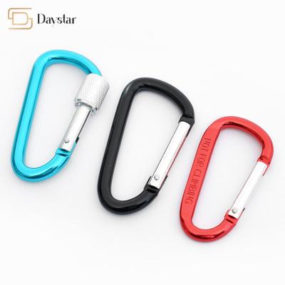 China Snap Quick Hang Hooks Keychain Metal Accessories , D Ring Shape Locking Carabiners for sale