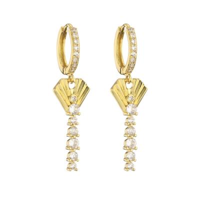 China Wedding 24k Gold Hoop Earrings Dainty OEM  Long Drop Diamond Earrings for sale