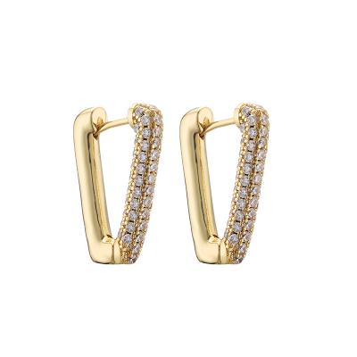China Luxury 24k Gold Earrings Fashion Ladies Custom Jewelry Diamond Studded Earrings for sale