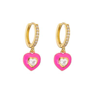 China Colorful 18K Gold Jewelry DIY Heart Pendant Zircon Earrings for sale