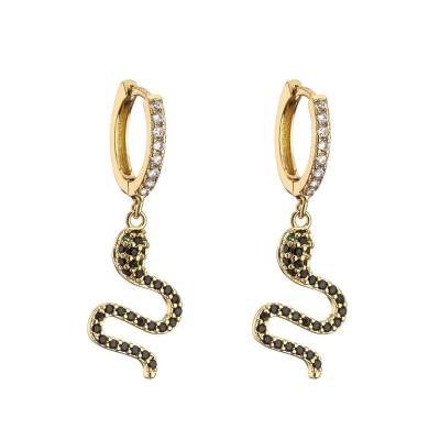 China ODM 18k Gold Jewelry Snake EarringsCustom Cz Zircon Gold Plated for sale