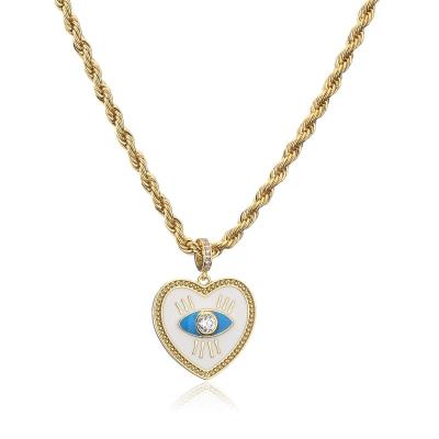 China Gold Plated Heart Evil Eye Necklace for sale