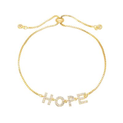China Initial 18k Gold Jewelry Personalised Zircon Letter Name Bracelet for sale