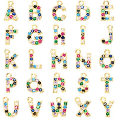 China Pendant Necklace DIY Gold Jewelry Custom Micro Rainbow Zircon Letter Bracelet for sale