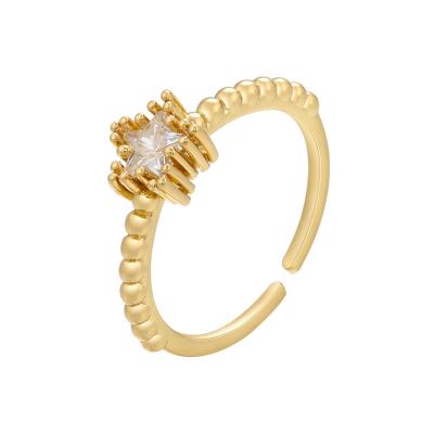 中国 めっきされた24K金の宝石類の星の宝石用原石のジルコンの調節可能な婚約指輪 販売のため