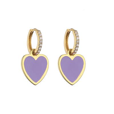 China Heart Gold Enamel Hoop Earrings for sale