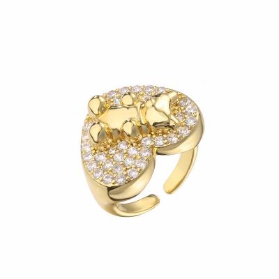China Adjustable 18K Diamond Ring Little Bear Heart Open Rings For Women for sale