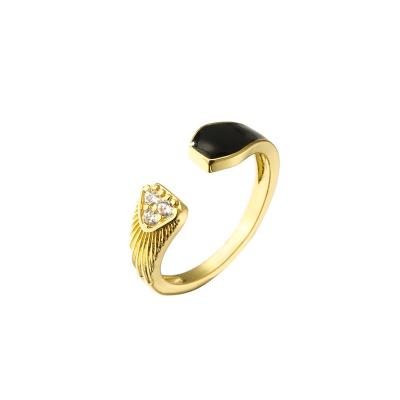 China 18K Gold Plated Diamond Ring Women Open Enamel Ring OEM ODM for sale