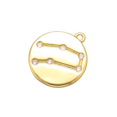 China El oro de la CZ plateó el colgante pendiente de la moneda del zodiaco del horóscopo 12 del diamante artificial del collar para la fabricación de la joyería en venta