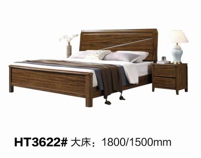China Modern European Solid Wooden Bed Bedroom Furniture HT3622 Ebony Wood 1.8m Bed for sale