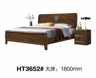 China Modern European Solid Wooden Bed Bedroom Furniture HT3652 Ebony Wood 1.8m Bed for sale