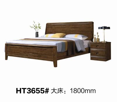 China Modern European Solid Wooden Bed Bedroom Furniture HT3655 Ebony Wood 1.8m Bed for sale