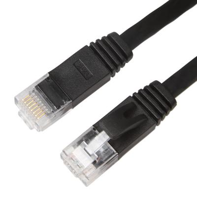 China Cable plano estable a prueba de mal tiempo del Internet, cable del remiendo del gato negro 6 del ordenador en venta