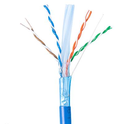 China Solid Bare Copper Cat6a Lan Cable Shielded Riser 1000ft Blue 23AWG 750MHz PoE++ for sale