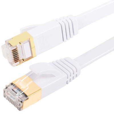 China Flat Ethernet Cat7 Patch Cord SFTP Shielded Multipurpose White Color for sale