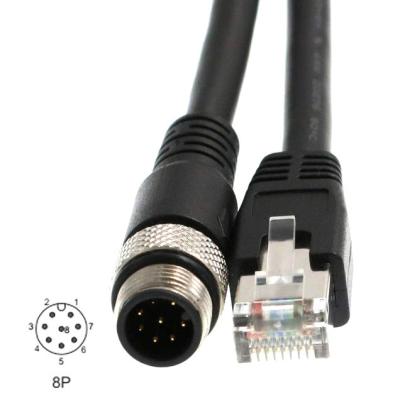 China ROHS Cat6 Industrial Ethernet Cable M12 D Code 8 Pin To RJ45 For Fieldbus Sensor for sale