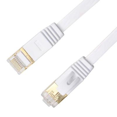 China Cat6 Network Ethernet Lan Cables White With Gold Shielded Snagless Rj45 Connectors for sale