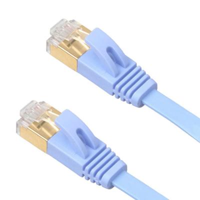 中国 4 Ft Cat6の平らなイーサネットLANは金によってSnagless保護されるRj45のコネクターが付いている青をケーブルで通信する 販売のため