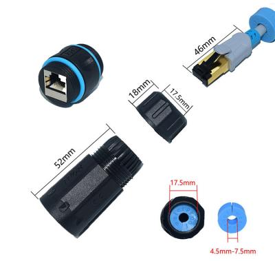 China Outdoor IP68 Inline Waterproof Connector CAT6 STP Female To Female for sale
