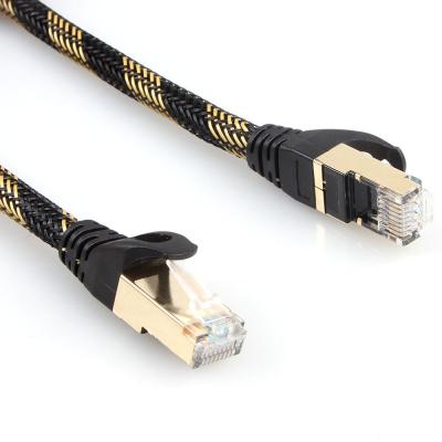 China ISO Gigabit Cat 7 Shielded Ethernet Cable Nylon Black Yellow Braided for sale