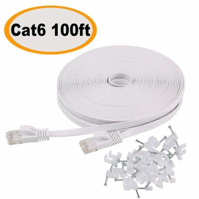 China Outdoor Indoor Cat6 Patch Cord 100 Ft 10Gbps Slim Flat Durable for sale