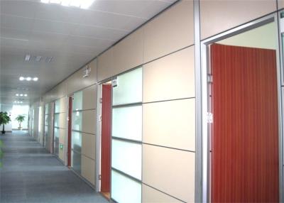 China Toughened Safety Wood And Glass Partition Wall With Aluminum Frame for sale