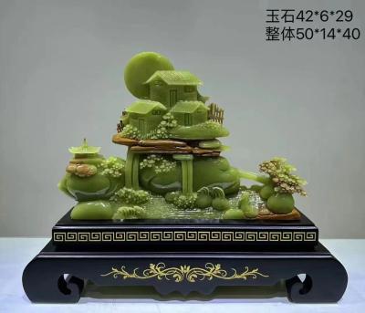 China CE ISO9001 Customized Natural Green Jade Hand Carved Jade Stone Statue for sale