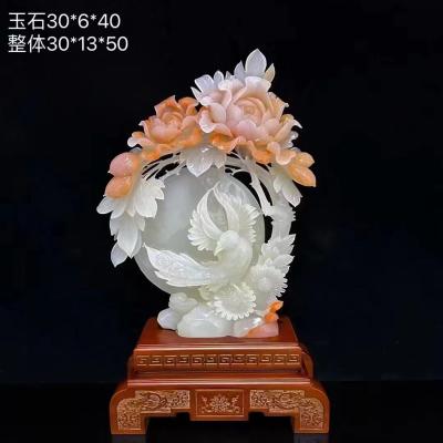 China Polished Natural Carbonate  Jade Stone Carving Handmade Handicraft for sale